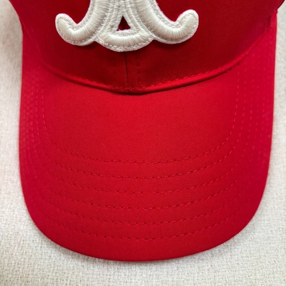 CELINE Triomphe Baseball Cap Rouge Vif - Picture 4 of 16